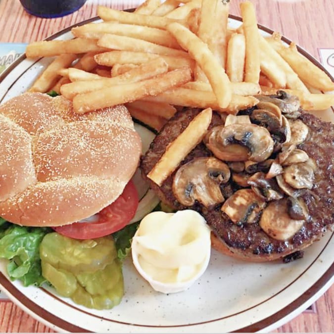 Mushroom & Swiss Burger.