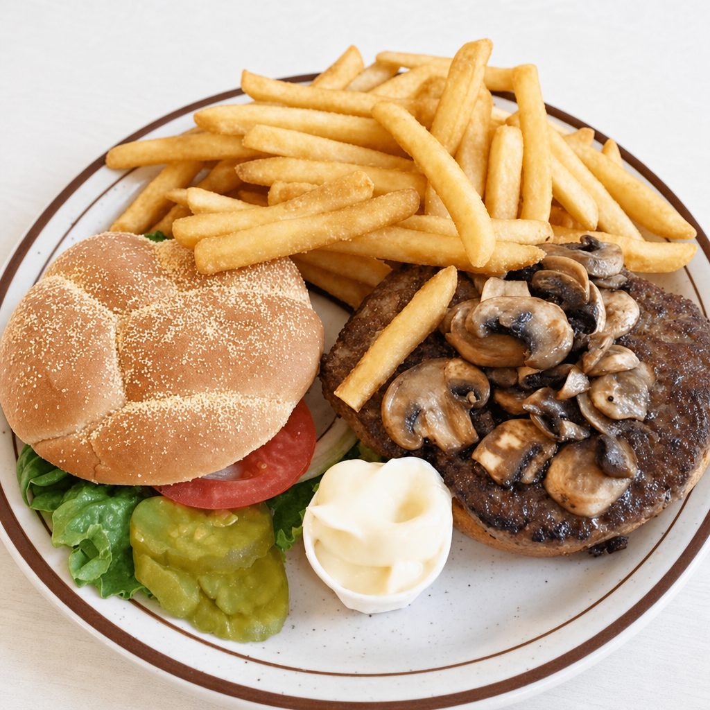 Mushroom & Swiss Burger.
